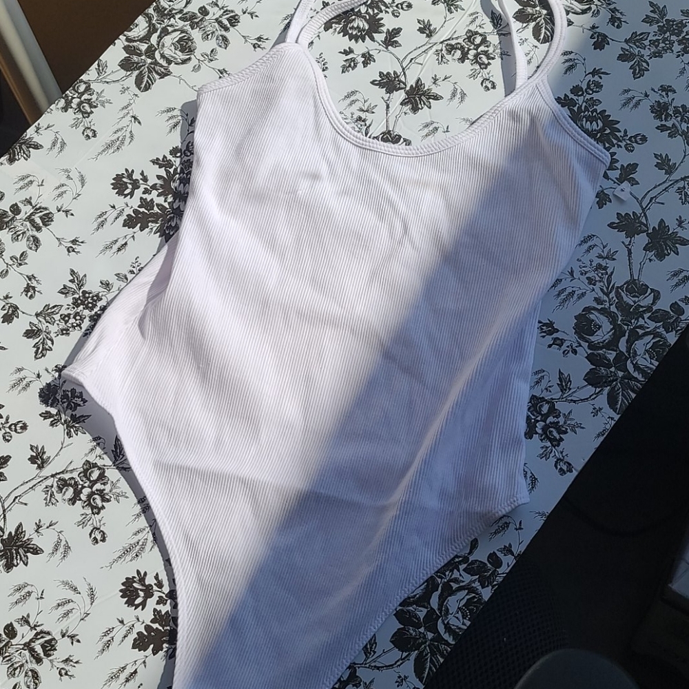 New American Apparel 1 Piece White Bodysuit Medium